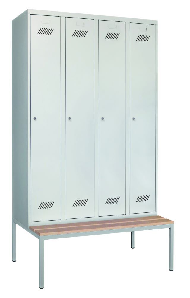 Produktbild Kleiderspind mit Sitzbank, 2150x1170x500/800 mm, 4 Abteile, RAL 7035 bild 2