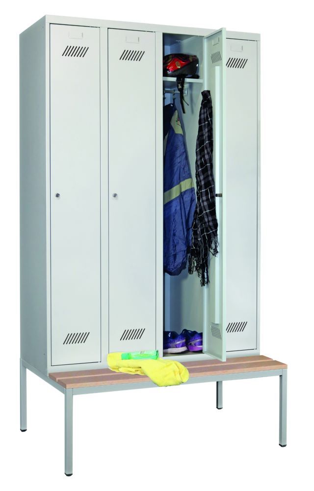 Produktbild Kleiderspind mit Sitzbank, 2150x1170x500/800 mm, 4 Abteile, RAL 7035 bild 3