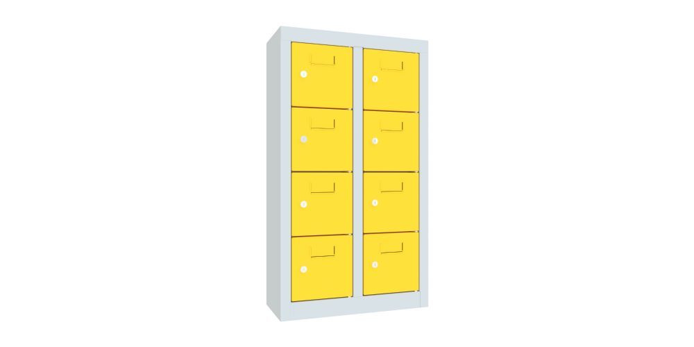 Produktbild Kleinfachschrank, 815x460x200 mm, 8 Fächer, RAL 7035/1018 bild 2