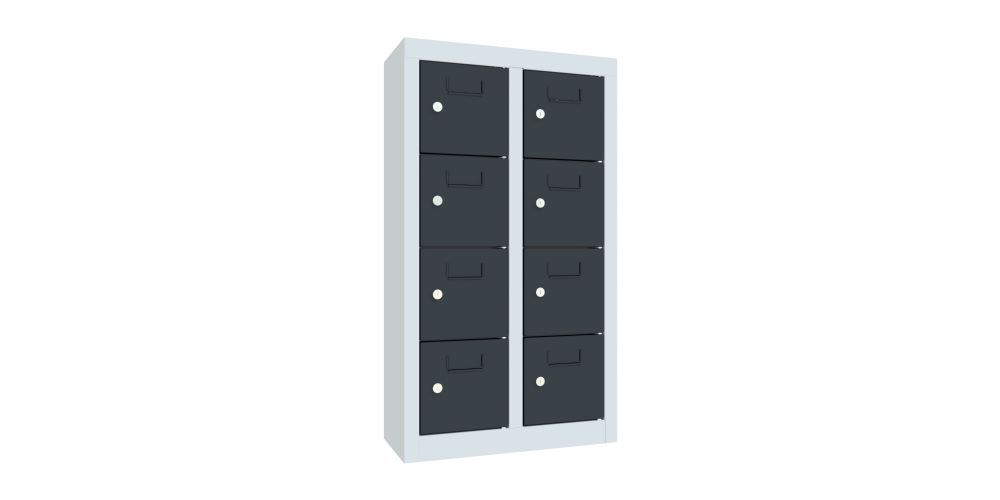 Produktbild Kleinfachschrank, 815x460x200 mm, 8 Fächer, RAL 7035/7016 bild 2