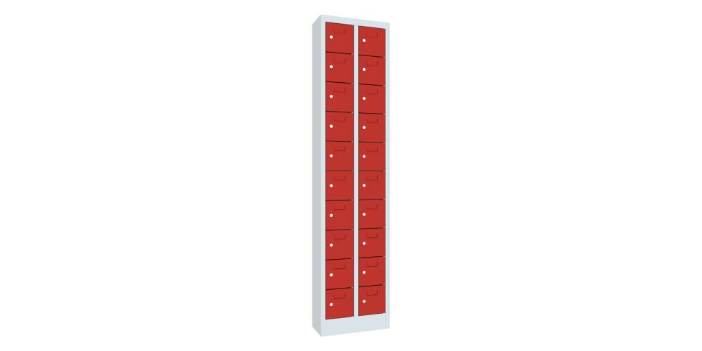 Produktbild Kleinfachschrank, 1950x460x200 mm, 20 Fächer, RAL 7035/3000 bild 2