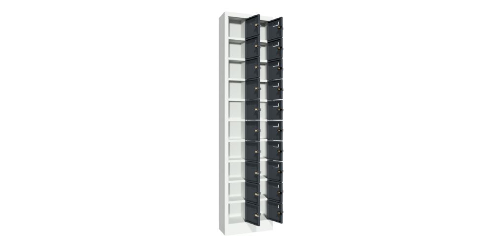 Produktbild Kleinfachschrank, 1950x460x200 mm, 20 Fächer, RAL 7035/7016 bild 2