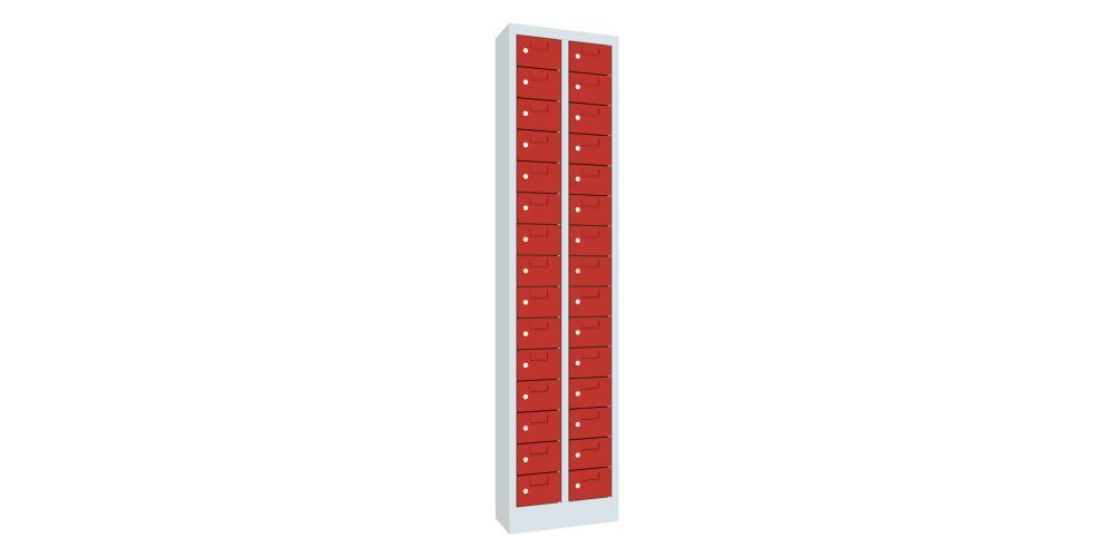 Produktbild Kleinfachschrank, 1950x460x200 mm, RAL 30 Fächer, RAL 7035/3000 bild 2