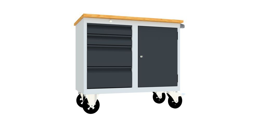 Produktbild PAVOY Montagewagen 1090x915x600 mm 1 Schubladenblock 1 Fach RAL 7035/7016