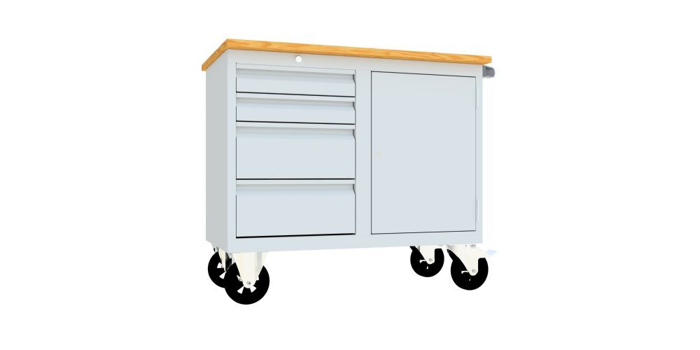 Produktbild Montagewagen, 1090x915x600 mm, 1 Schubladenblock, 1 Fach, RAL 7035 bild 2