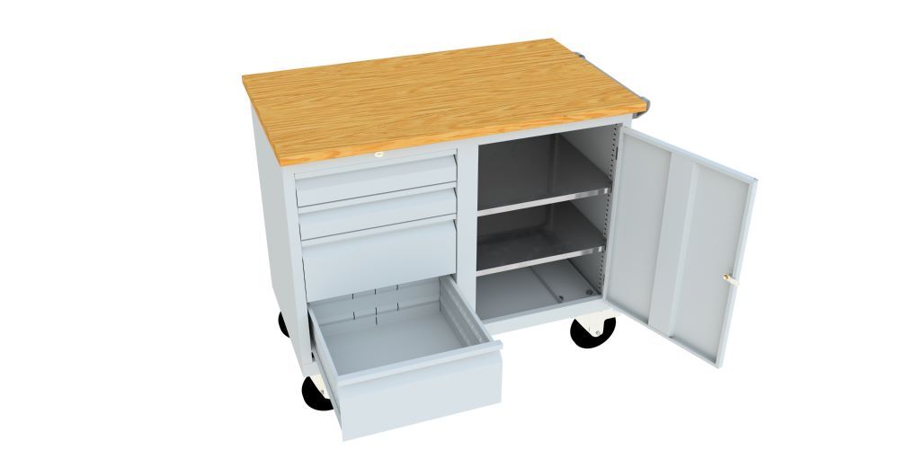Produktbild Montagewagen, 1090x915x600 mm, 1 Schubladenblock, 1 Fach, RAL 7035 bild 3
