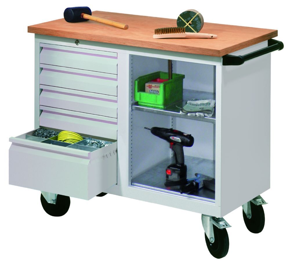 Produktbild PAVOY Montagewagen 1090x915x600 mm 1 Schubladenblock 1 Fach RAL 7035