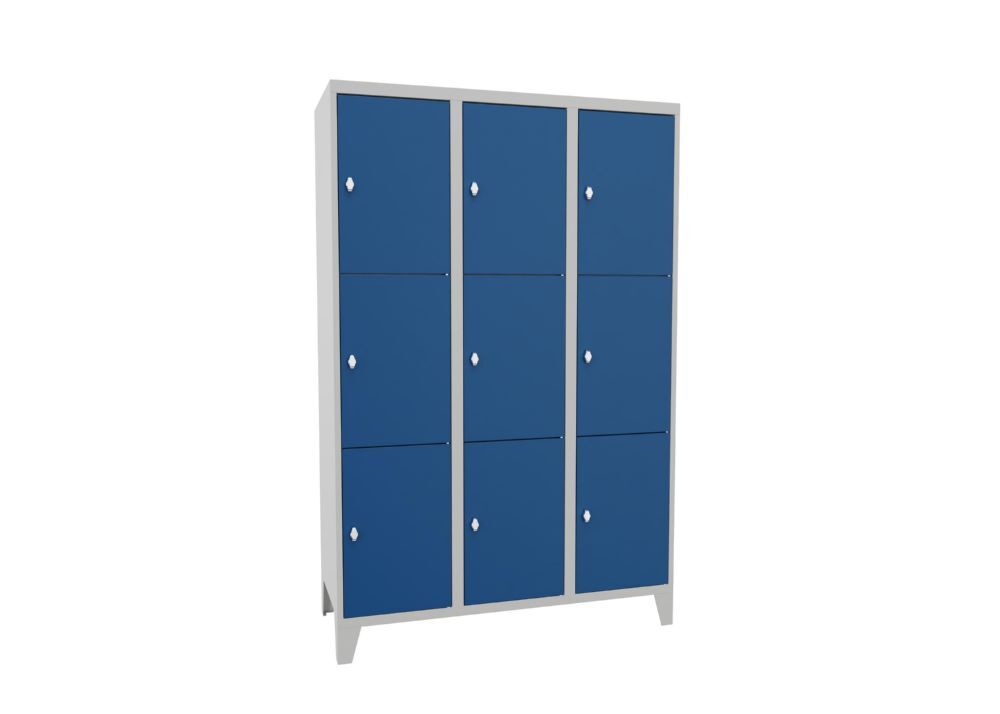 Produktbild PAVOY Schließfachschrank mit Füßen 1850x1200x500 glatte Türen RAL 7035/5010