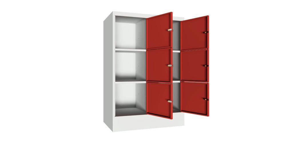 Produktbild Schließfachschrank mit Sockel 1187x800x500, 2b x 3h, Zyl., AB 400, glatte Türen bild 2