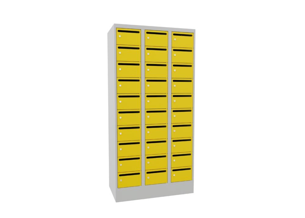 Produktbild PAVOY Postverteilschrank mit Sockel 1850x900x500 mm 30 Fächer RAL 7035/1018