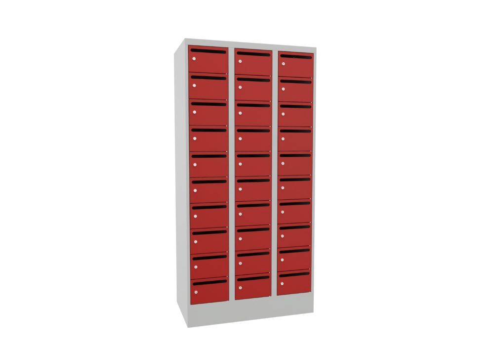 Produktbild PAVOY Postverteilschrank mit Sockel 1850x900x500 mm 30 Fächer RAL 7035/3000