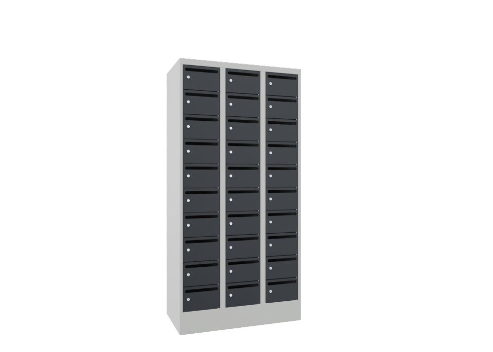 Produktbild PAVOY Postverteilschrank mit Sockel 1850x900x500 mm 30 Fächer RAL 7035/7016