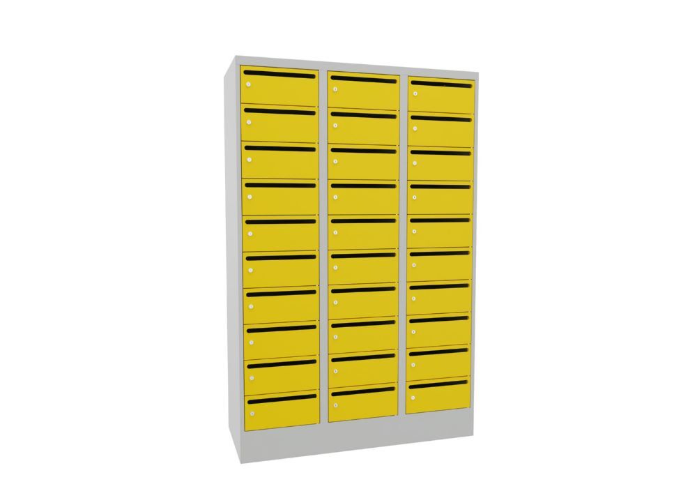 Produktbild PAVOY Postverteilschrank mit Sockel 1850x1200x500 mm 30 Fächer RAL 7035/1018