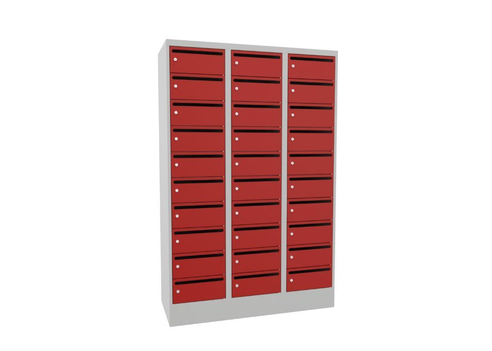 Produktbild PAVOY Postverteilschrank mit Sockel 1850x1200x500 mm 30 Fächer RAL 7035/3000