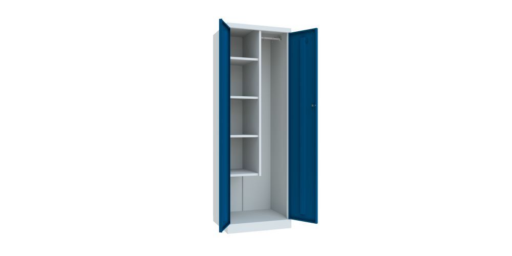Produktbild Putzmittelschrank, 1800x600x500 mm, 2 Abteile, 300 mm Breit, RAL 7035/5010 bild 2