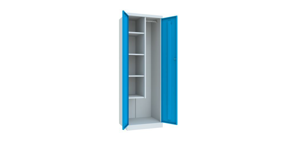 Produktbild Putzmittelschrank, 1800x600x500 mm, 2 Abteile, 300 mm Breit, RAL 7035/5012 bild 2