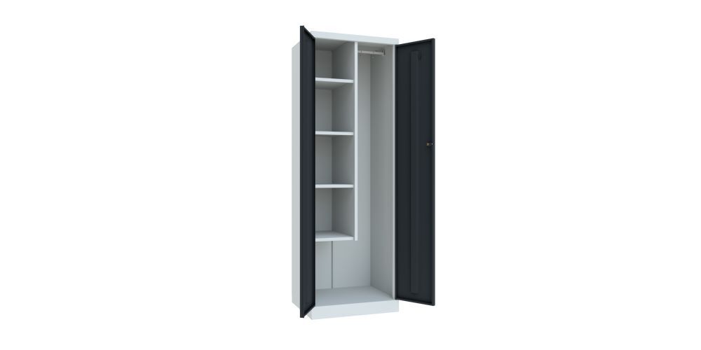 Produktbild Putzmittelschrank, 1800x600x500 mm, 2 Abteile, 300 mm Breit, RAL 7035/7016 bild 2
