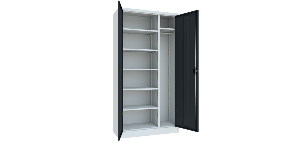 Produktbild Putzmittelschrank, 1950x1000x400 mm, 2 Abteile, RAL 7035/7016 bild 2
