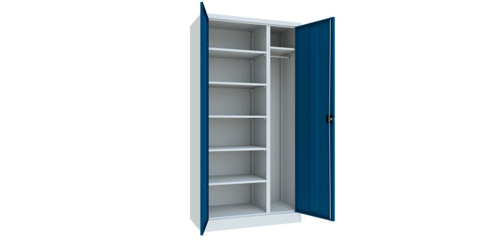 Produktbild PAVOY Putzmittelschrank 1950x1000x400 mm 2 Abteile RAL 7035/5010