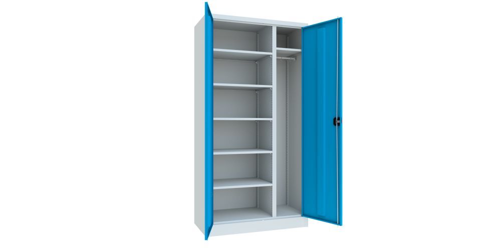 Produktbild PAVOY Putzmittelschrank 1950x1000x400 mm 2 Abteile RAL 7035/5012