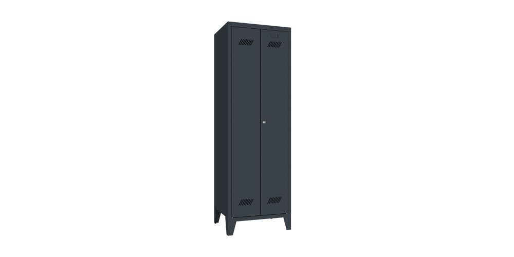 Produktbild Putzmittelschrank mit Füßen, 1850x600x500 mm, 2 Abteile, RAL 7016 bild 2