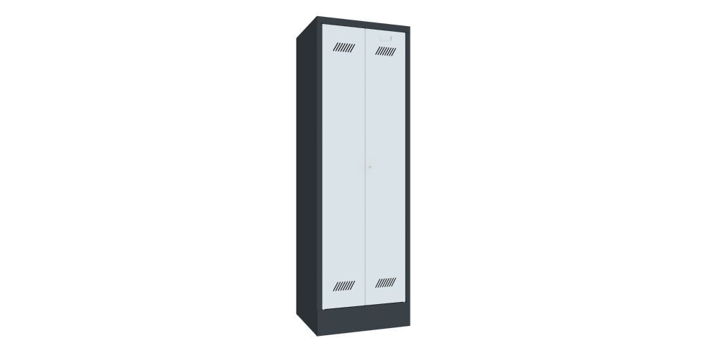 Produktbild PAVOY Putzmittelschrank mit Sockel 1850x600x500 mm 2 Abteile RAL 7016/7035