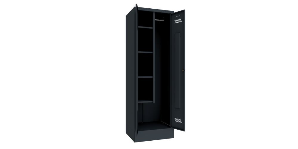 Produktbild Putzmittelschrank mit Sockel, 1850x600x500 mm, 2 Abteile, RAL 7016 bild 2