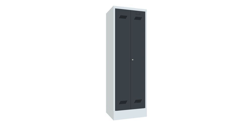 Produktbild PAVOY Putzmittelschrank mit Sockel 1850x600x500 mm 2 Abteile RAL 7035/7016