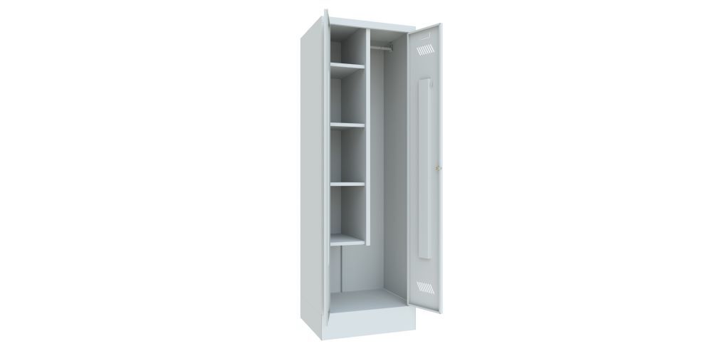 Produktbild Putzmittelschrank mit Sockel, 1850x600x500 mm, 2 Abteile, RAL 7035 bild 2