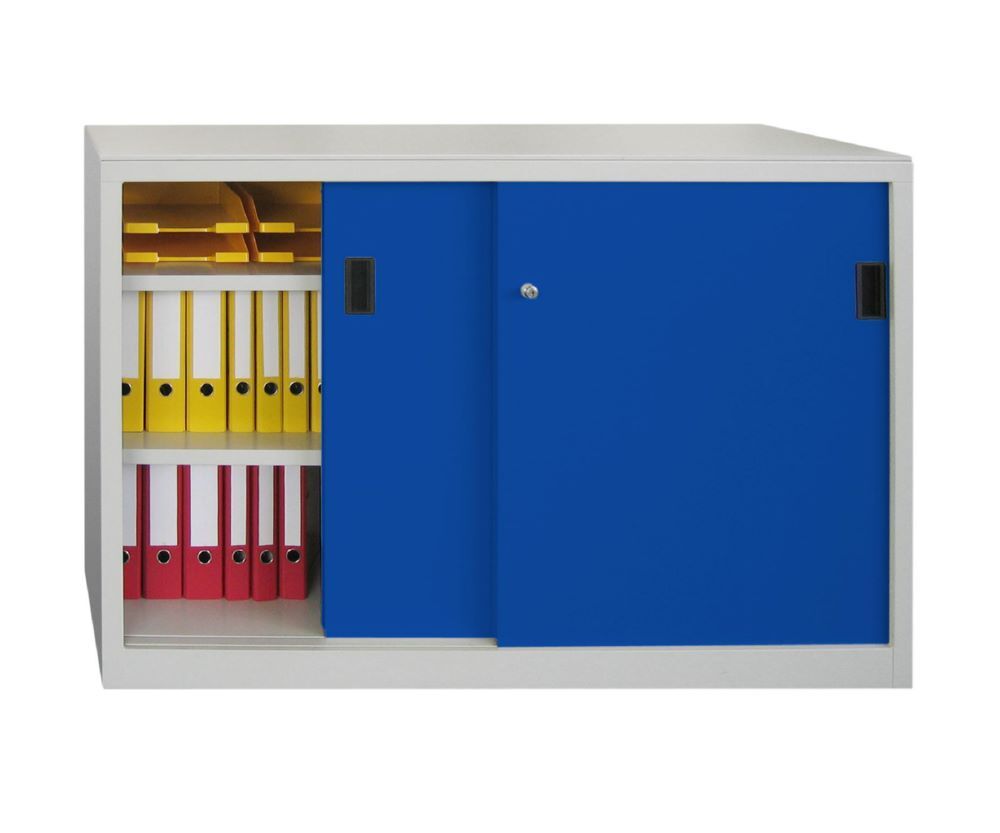 Produktbild PAVOY Schiebetürenschrank 1000x1500x500 mm 4 Böden gepulvert RAL 7035/5010