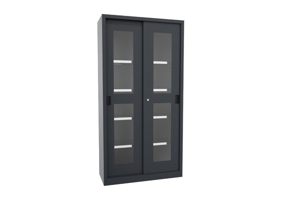 Produktbild PAVOY Schiebetürenschrank 1950x1000x400 mm 4 Böden gepulvert RAL 7016