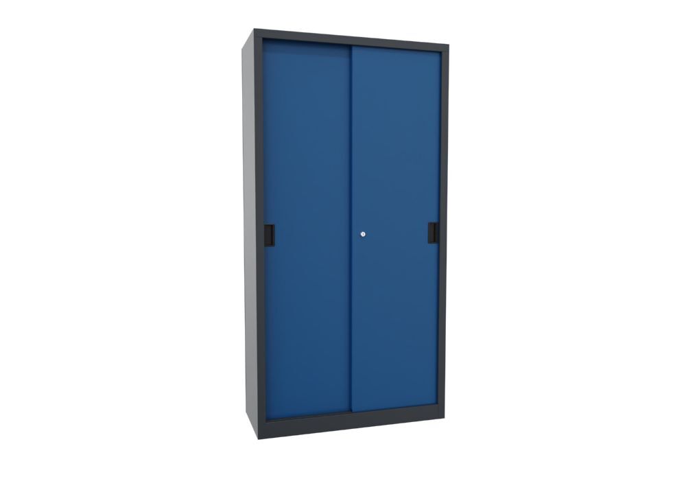 Produktbild PAVOY Schiebetürenschrank 1950x1000x400 mm 4 Böden verzinkt RAL 7016/5010
