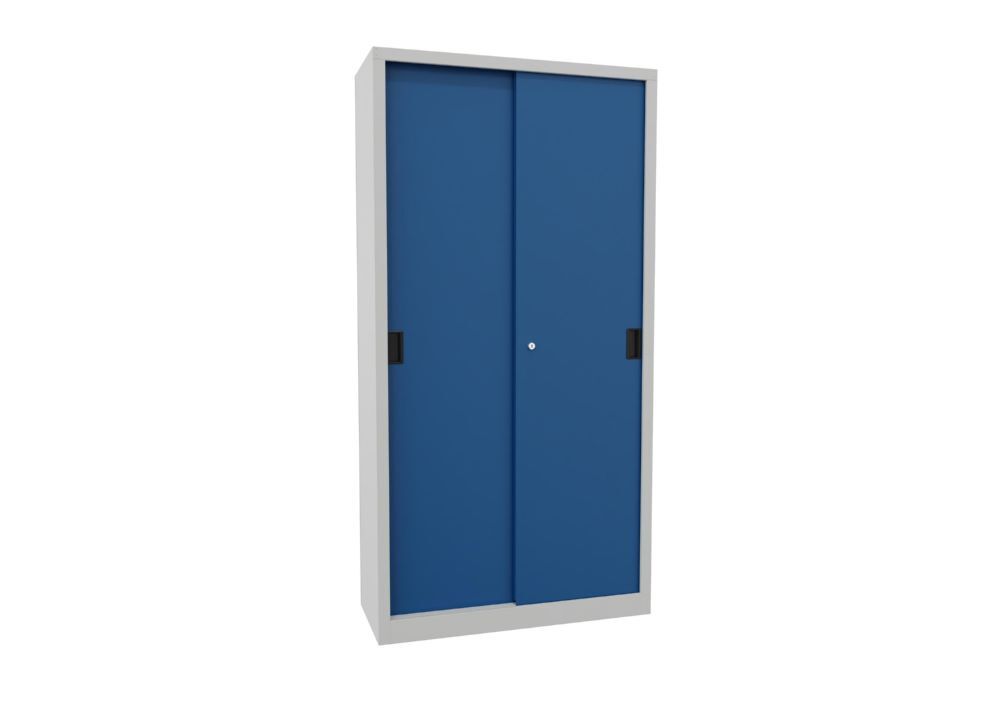 Produktbild Schiebetürenschrank, 1950x1000x400 mm, 4 Böden verzinkt, RAL 7035/5010 bild 2