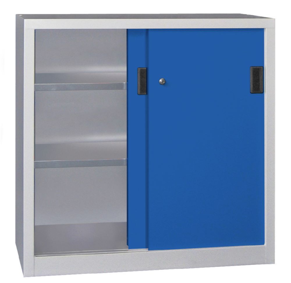 Produktbild PAVOY Schiebetürenschrank 1000x1000x400 mm 2 Böden verzinkt RAL 7035/5010