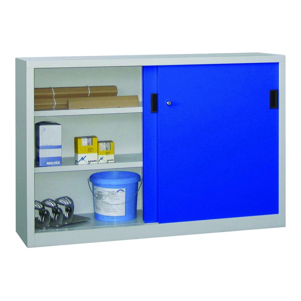 Produktbild PAVOY Schiebetürenschrank 1000x1500x400 mm 4 Böden verzinkt RAL 7035/5010