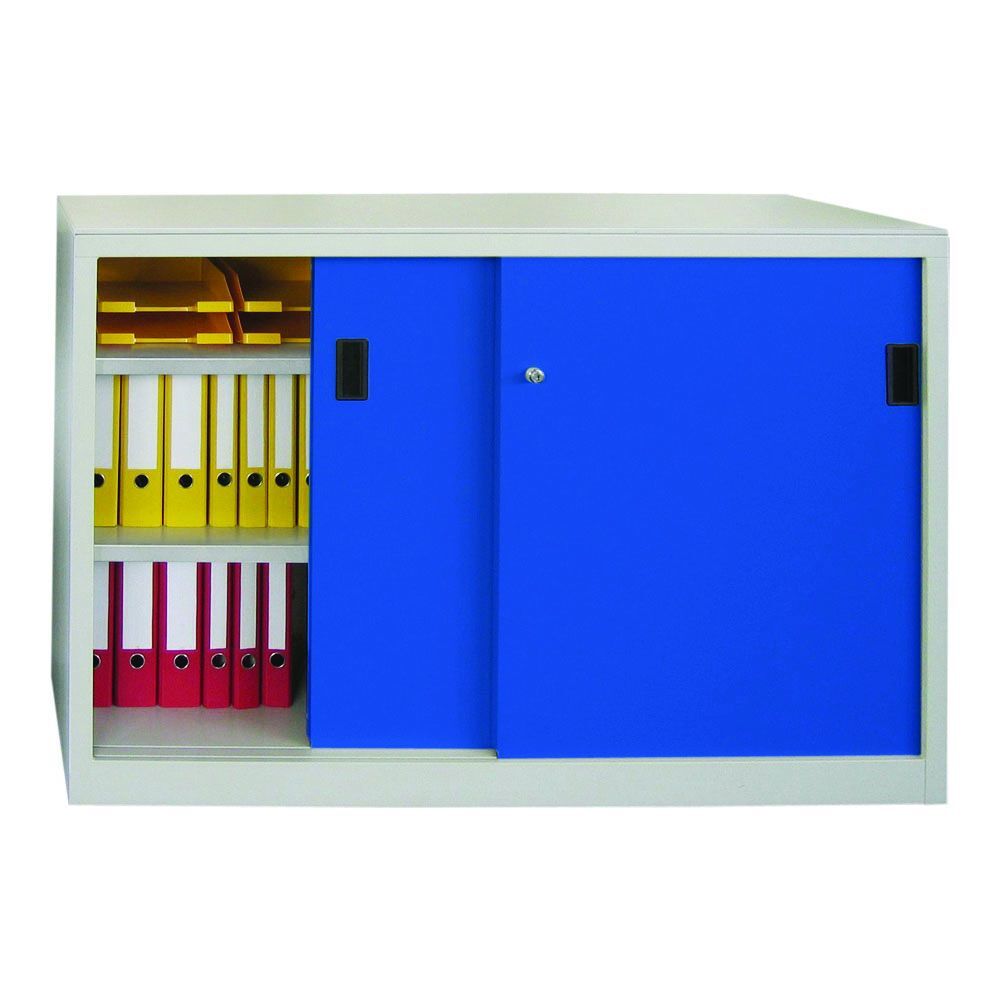Produktbild PAVOY Schiebetürenschrank 1000x1500x500 mm 4 Böden verzinkt RAL 7035/5010