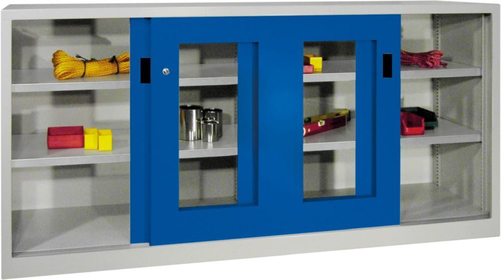 Produktbild PAVOY Schiebetürenschrank 1000x2000x500 mm 4 Böden verzinkt RAL 7035/5010