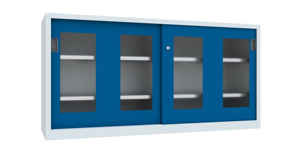 Produktbild PAVOY Schiebetürenschrank 1000x2000x600 mm 4 Böden verzinkt RAL 7035/5010