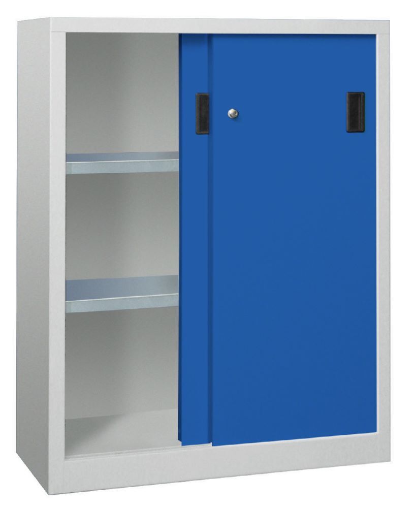 Produktbild PAVOY Schiebetürenschrank 1200x1000x400 mm 2 Böden verzinkt RAL 7035/5010