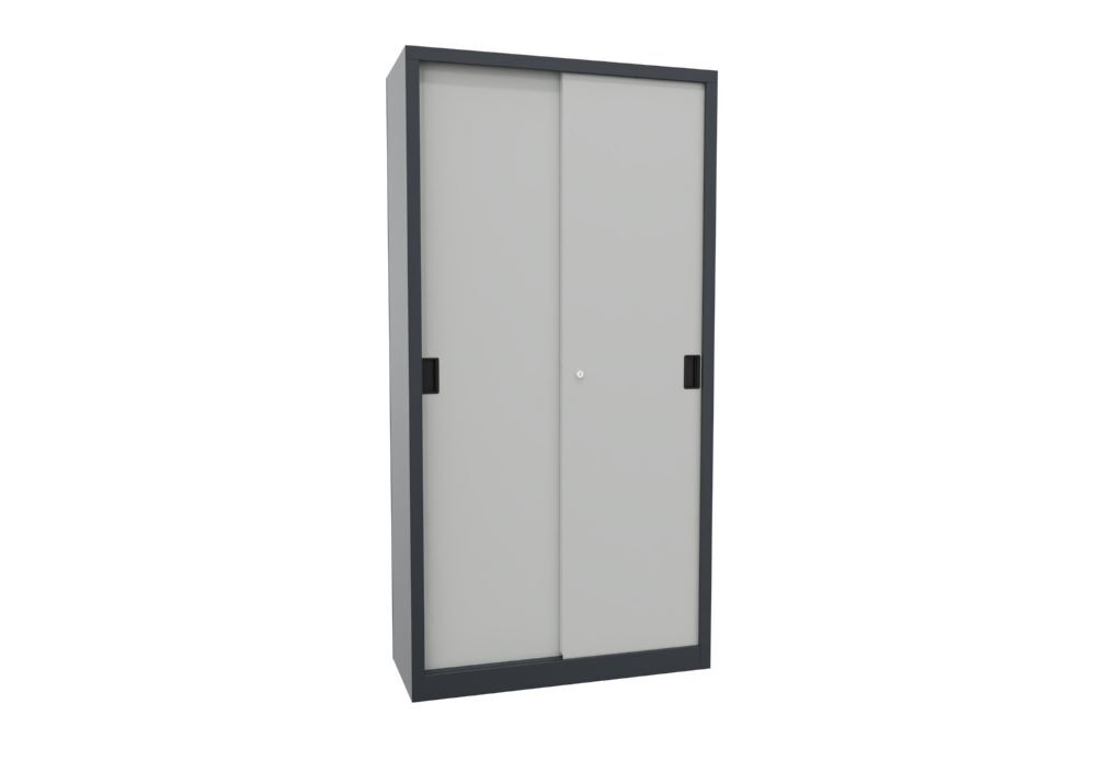 Produktbild Schiebetürenschrank, 1950x1000x400 mm, 4 Böden verzinkt, RAL 7016/7035 bild 2