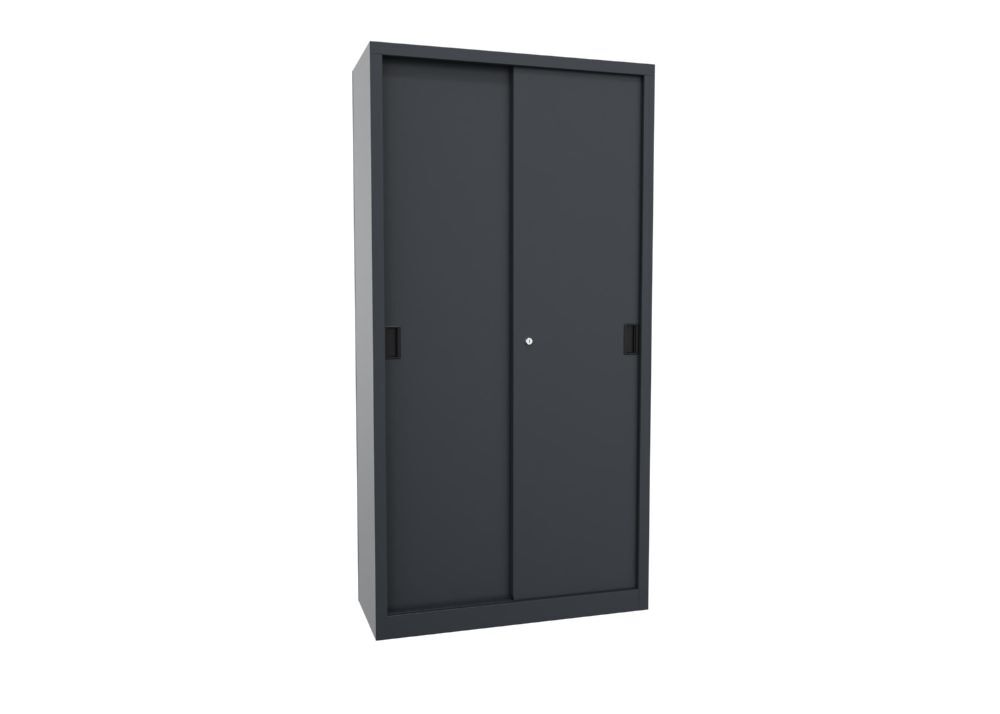 Produktbild PAVOY Schiebetürenschrank 1950x1000x400 mm 4 Böden verzinkt RAL 7016