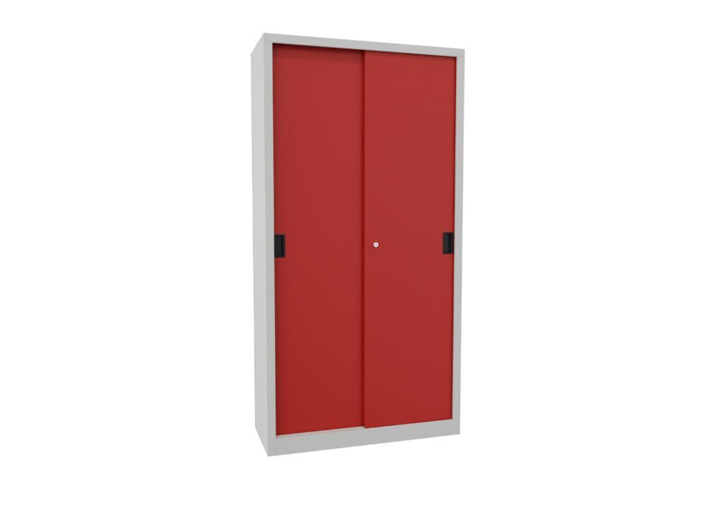 Produktbild PAVOY Schiebetürenschrank 1950x1000x400 mm 4 Böden verzinkt RAL 7035/3000