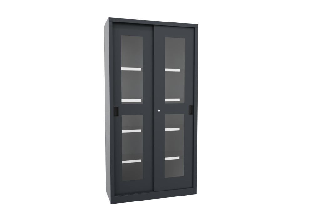 Produktbild PAVOY Schiebetürenschrank 1950x1000x400 mm 4 Böden verzinkt RAL 7016
