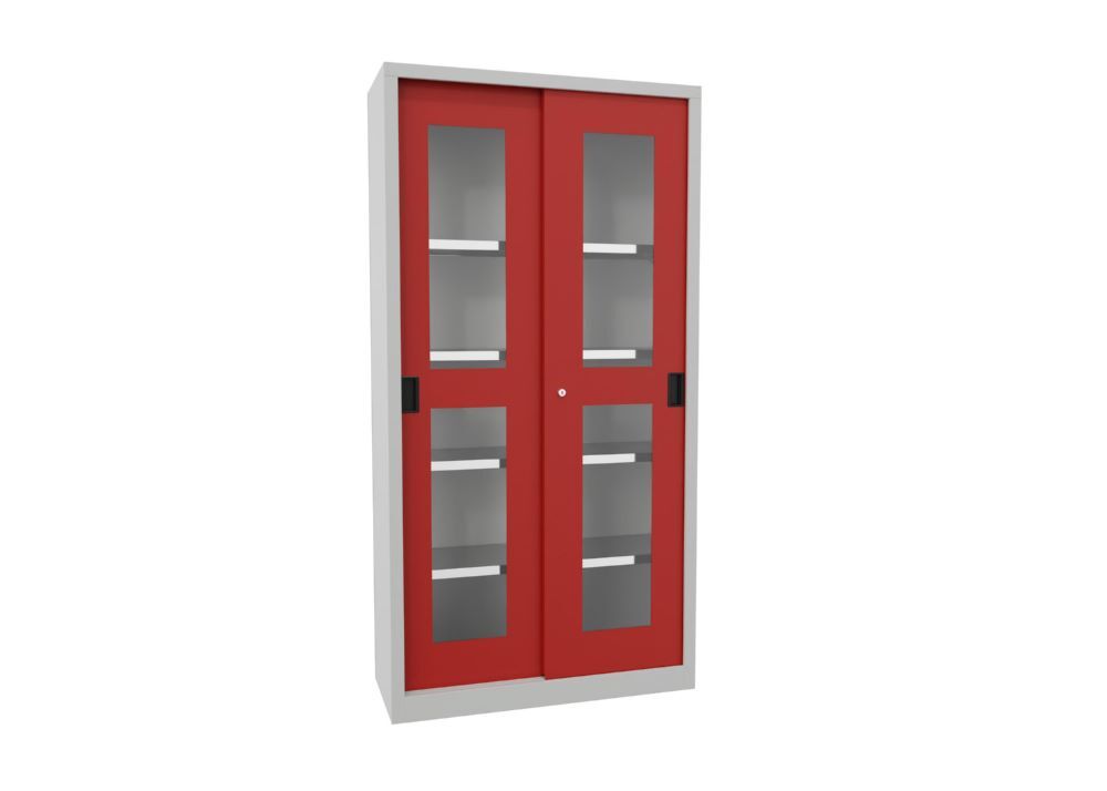 Produktbild PAVOY Schiebetürenschrank 1950x1000x400 mm 4 Böden verzinkt RAL 7035/3000