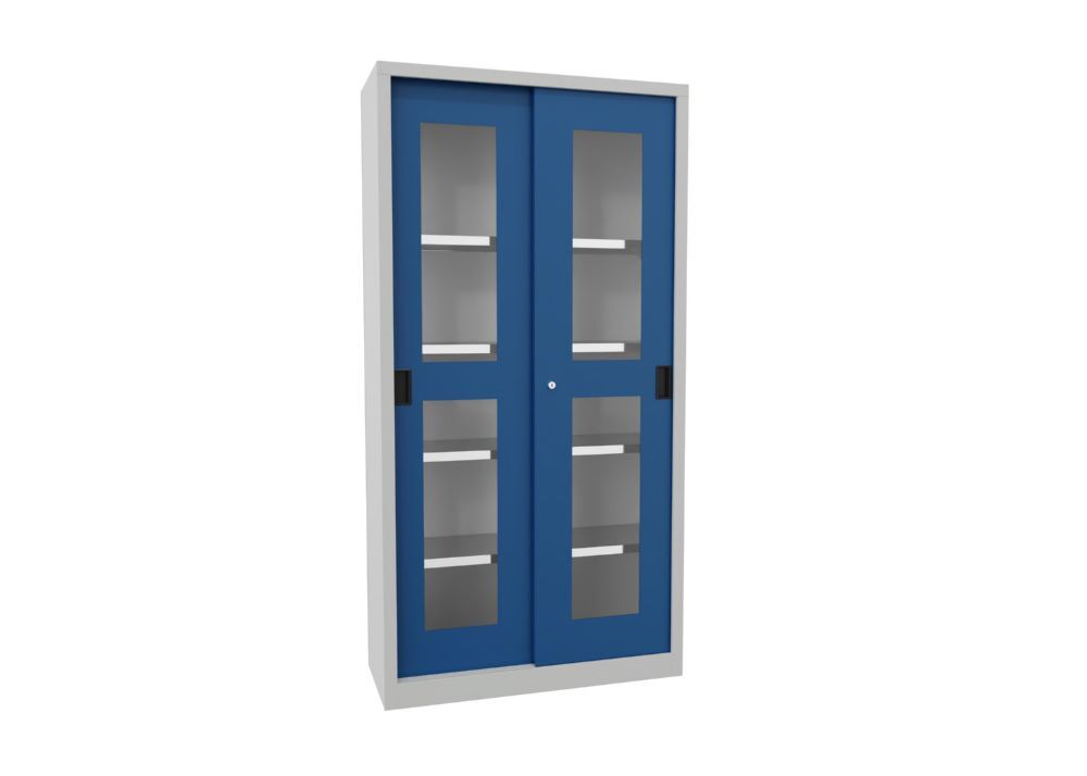 Produktbild PAVOY Schiebetürenschrank 1950x1000x400 mm 4 Böden verzinkt RAL 7035/5010