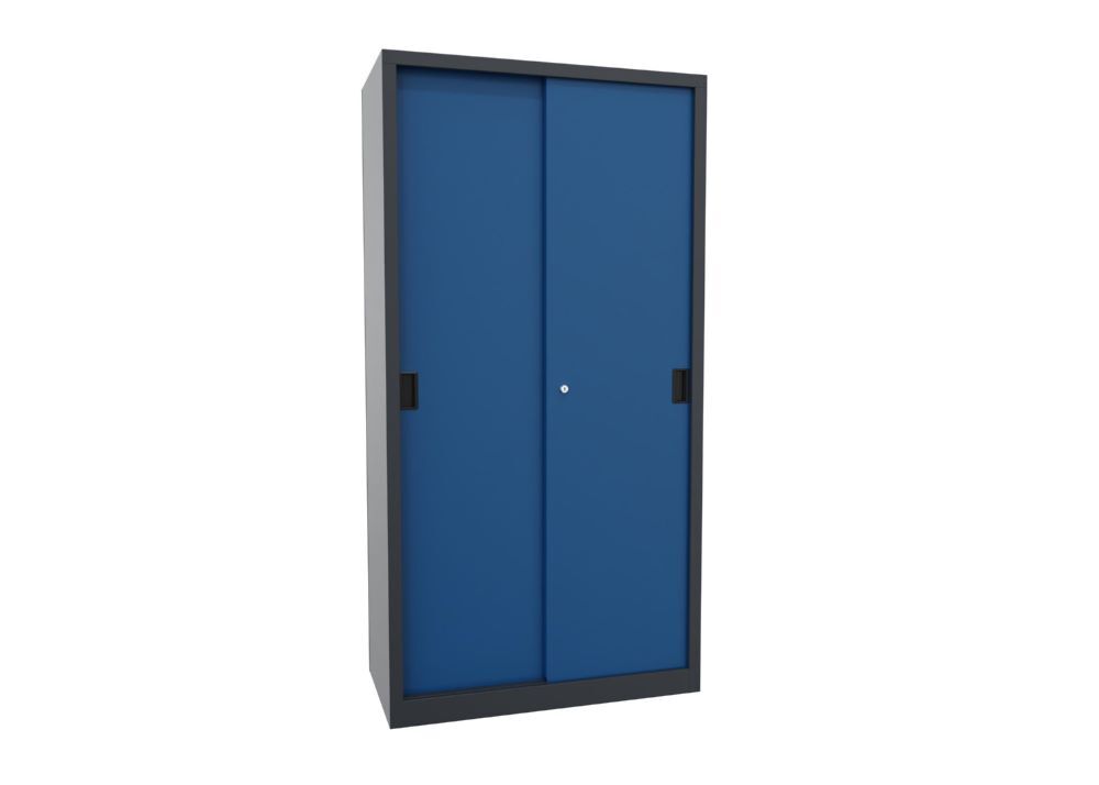 Produktbild PAVOY Schiebetürenschrank 1950x1000x500 mm 4 Böden verzinkt RAL 7016/5010