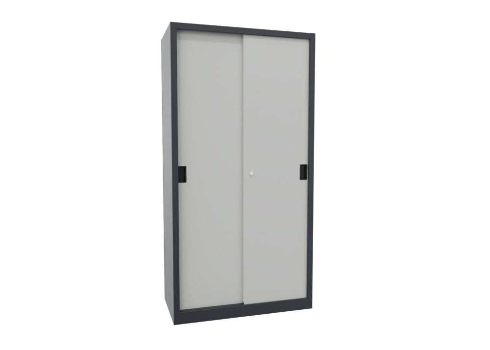 Produktbild PAVOY Schiebetürenschrank 1950x1000x500 mm 4 Böden verzinkt RAL 7016/7035