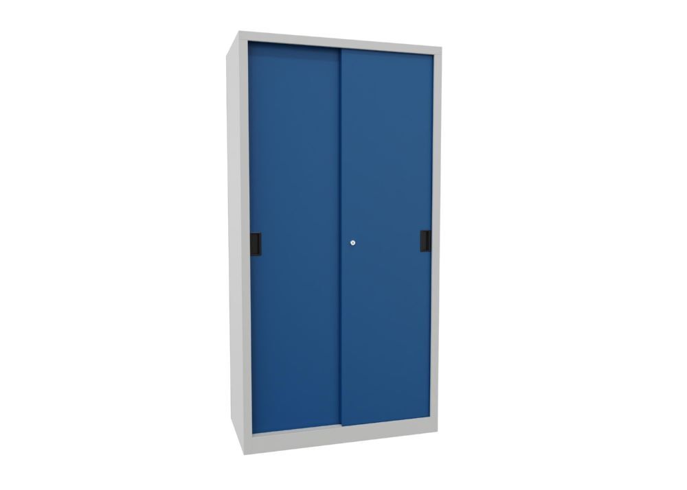 Produktbild PAVOY Schiebetürenschrank 1950x1000x500 mm 4 Böden verzinkt RAL 7035/5010