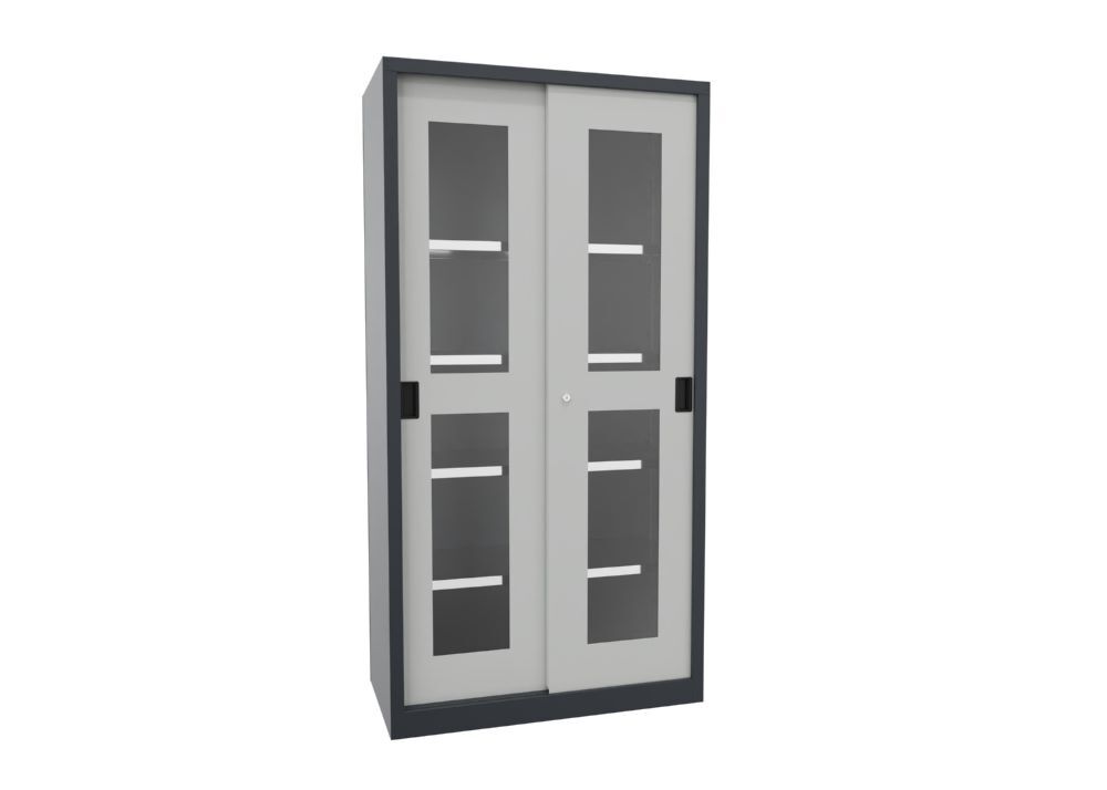 Produktbild PAVOY Schiebetürenschrank 1950x1000x500 mm 4 Böden verzinkt RAL 7016/7035