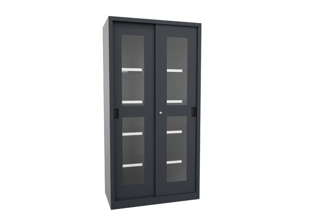 Produktbild PAVOY Schiebetürenschrank 1950x1000x500 mm 4 Böden verzinkt RAL 7016